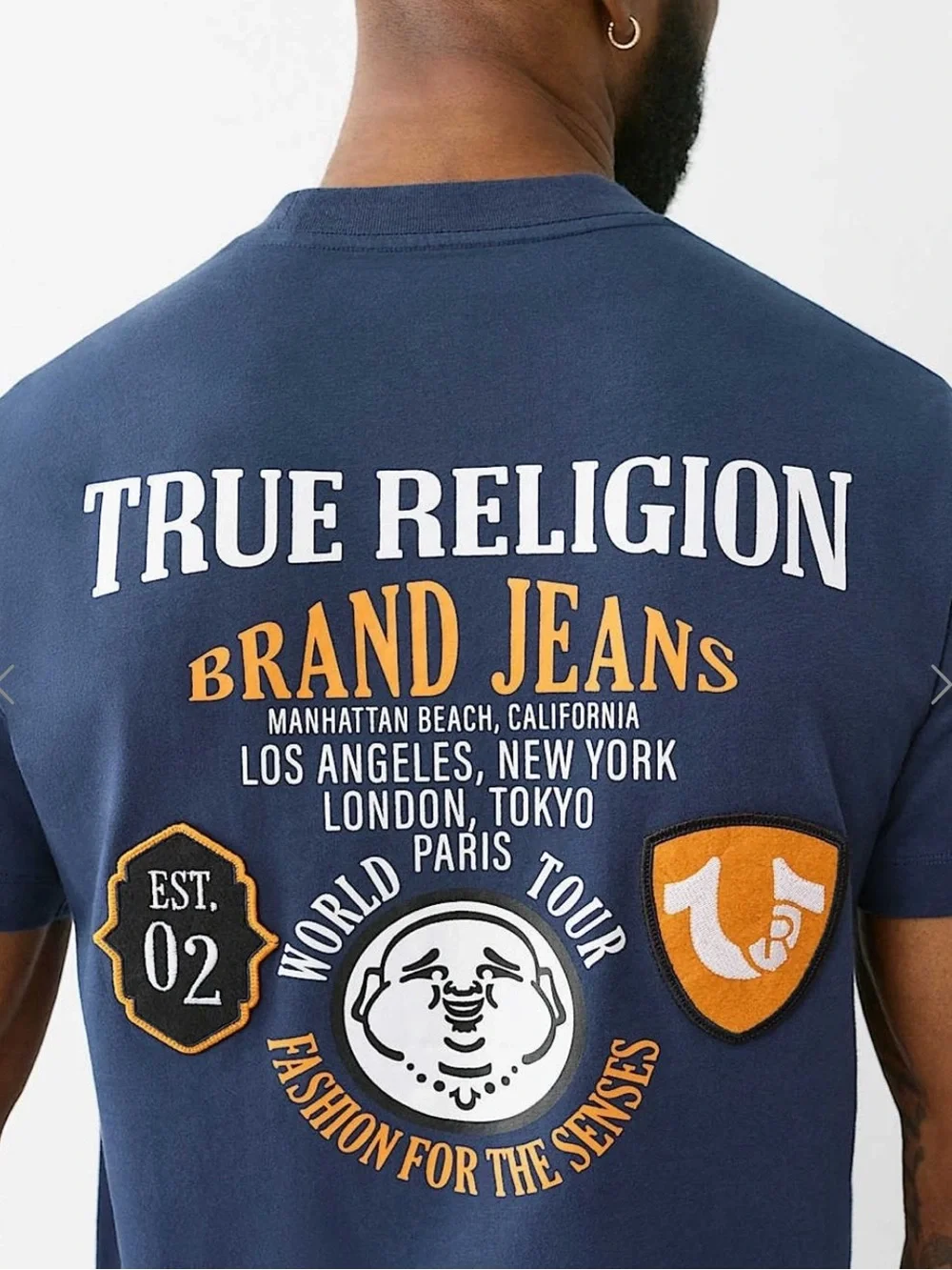 True Religion Navy Short-Sleeve Logo Tee